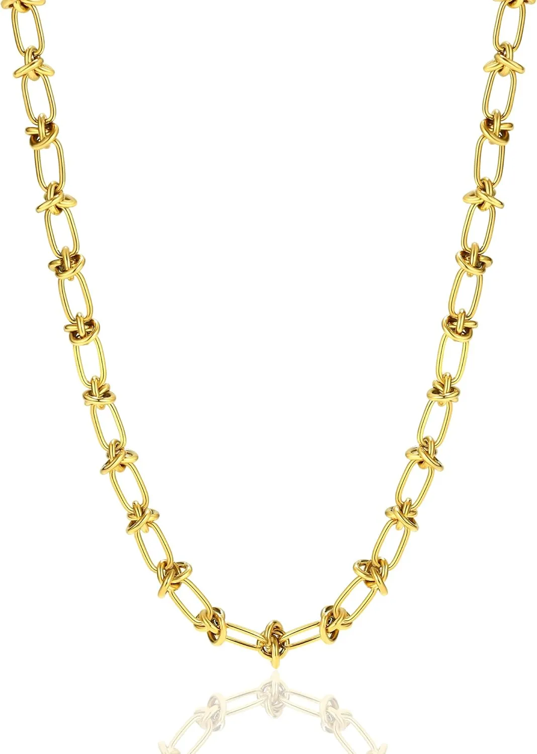 Gold Necklace for Women 14K Gold Plated Chunky Gold Chain Necklaces Personalized Stainless Steel Gold Chain Chunky Necklaces for Women Trendy 