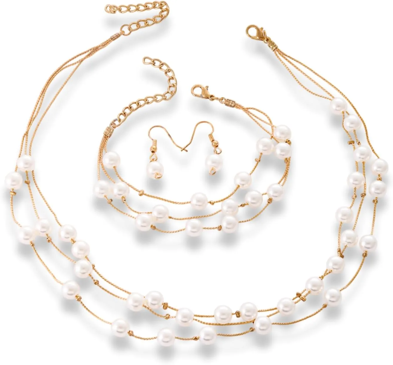 Gold Pearl Necklaces for Women Pearl Necklace Bracelet Set Dainty Daisy Pearl Necklace Bracelets Stack Necklace Bracelets Flower Choker Necklace Christmas Pearl Necklaces Bracelet Jewelry