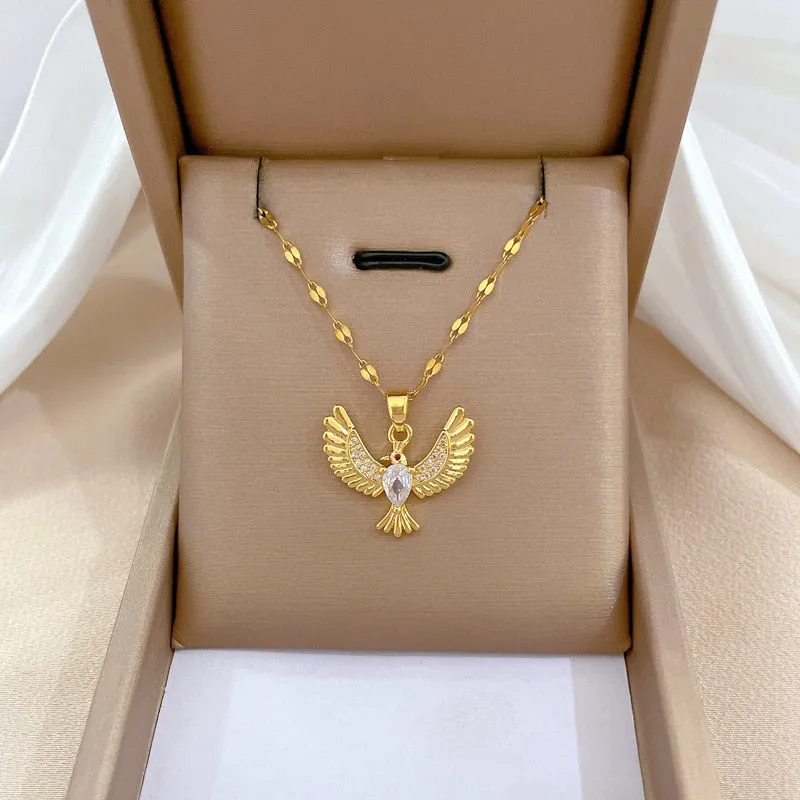 Gold Plated Niche Design Animal Elephant Pendant Girl Necklace