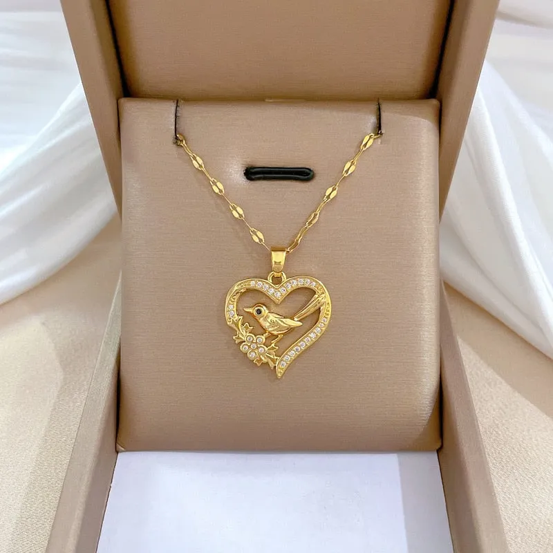 Gold Plated Niche Design Animal Elephant Pendant Girl Necklace