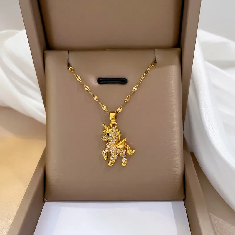 Gold Plated Niche Design Animal Elephant Pendant Girl Necklace
