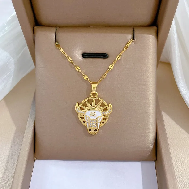 Gold Plated Niche Design Animal Elephant Pendant Girl Necklace