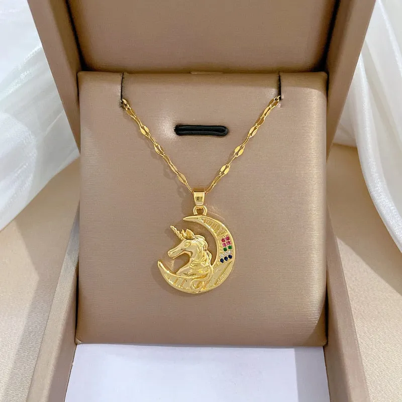 Gold Plated Niche Design Animal Elephant Pendant Girl Necklace