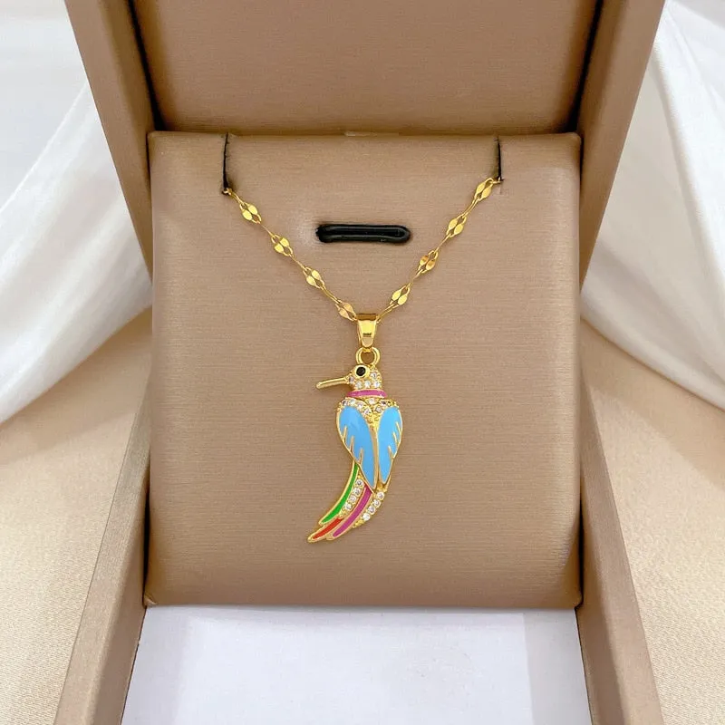 Gold Plated Niche Design Animal Elephant Pendant Girl Necklace