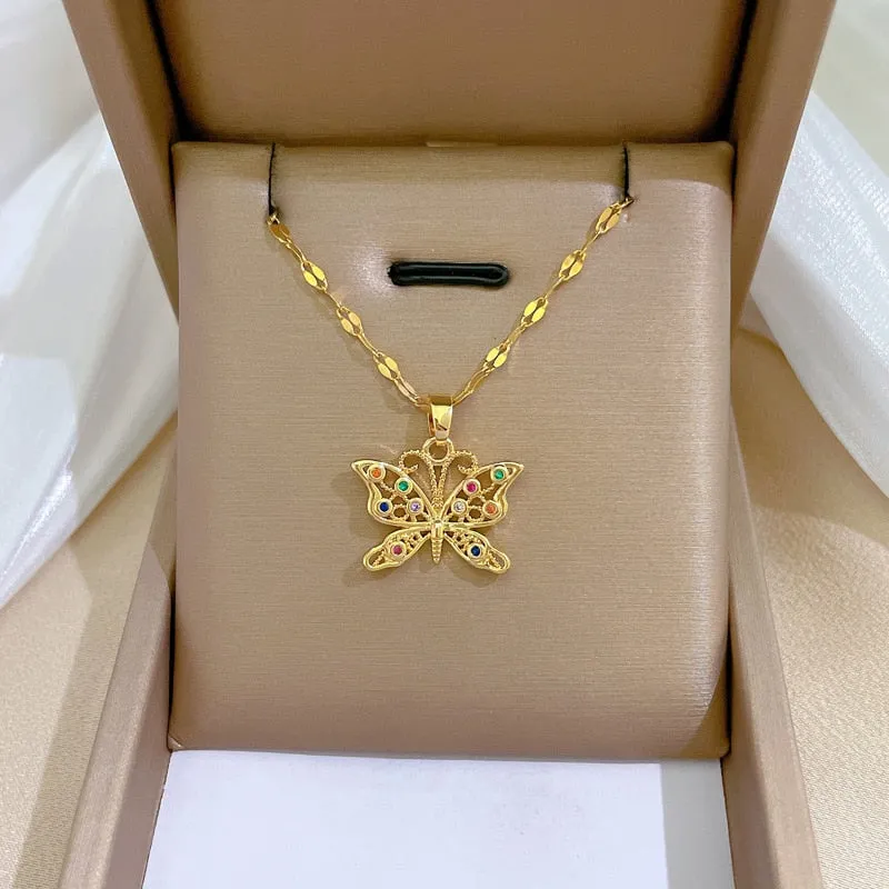 Gold Plated Niche Design Animal Elephant Pendant Girl Necklace