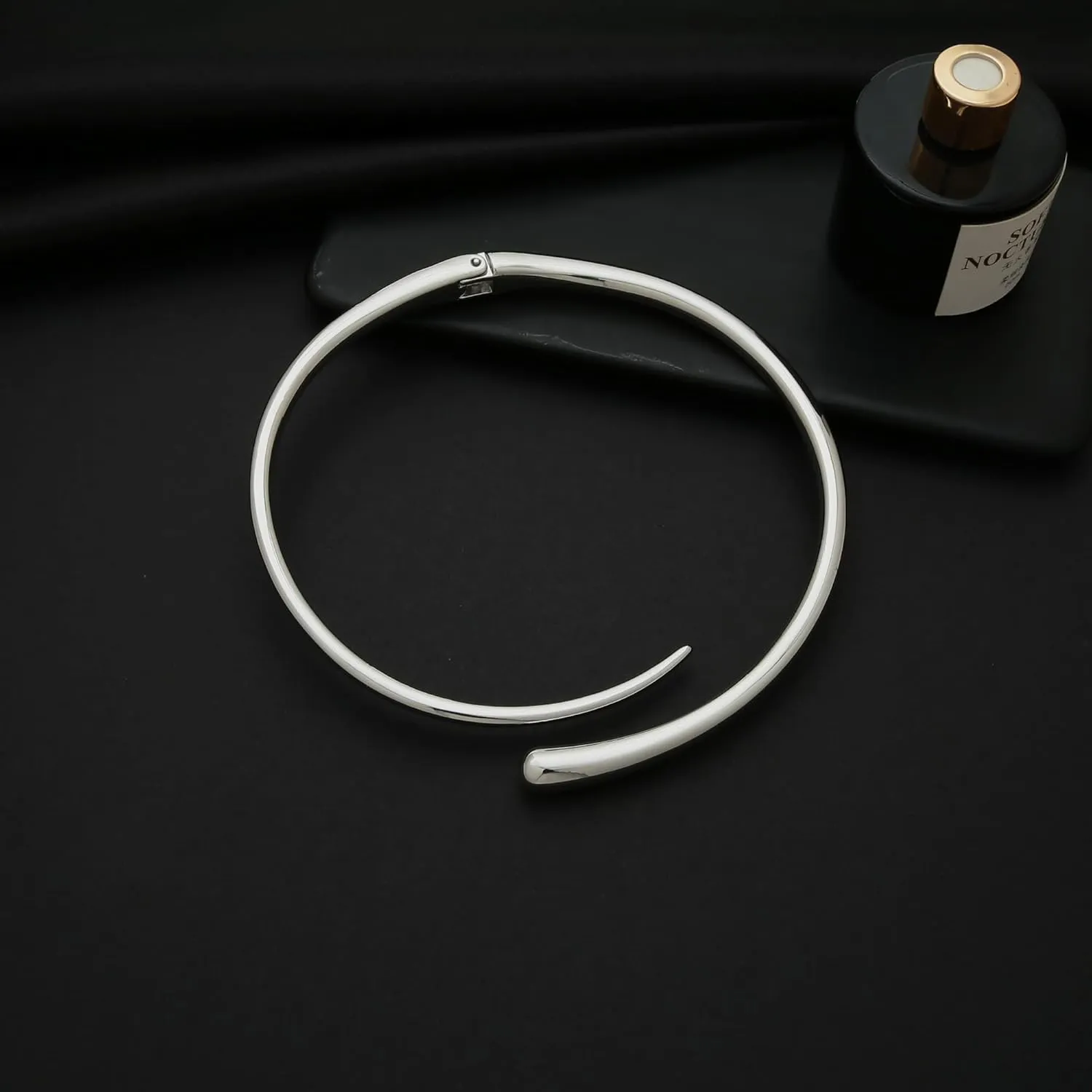 Gold Silver Chunky Choker Necklace For Women Waterdrop Choker Collar Necklace Bold Statement Necklaces Spring Hinged Open Necklaces Trendy Jewelry