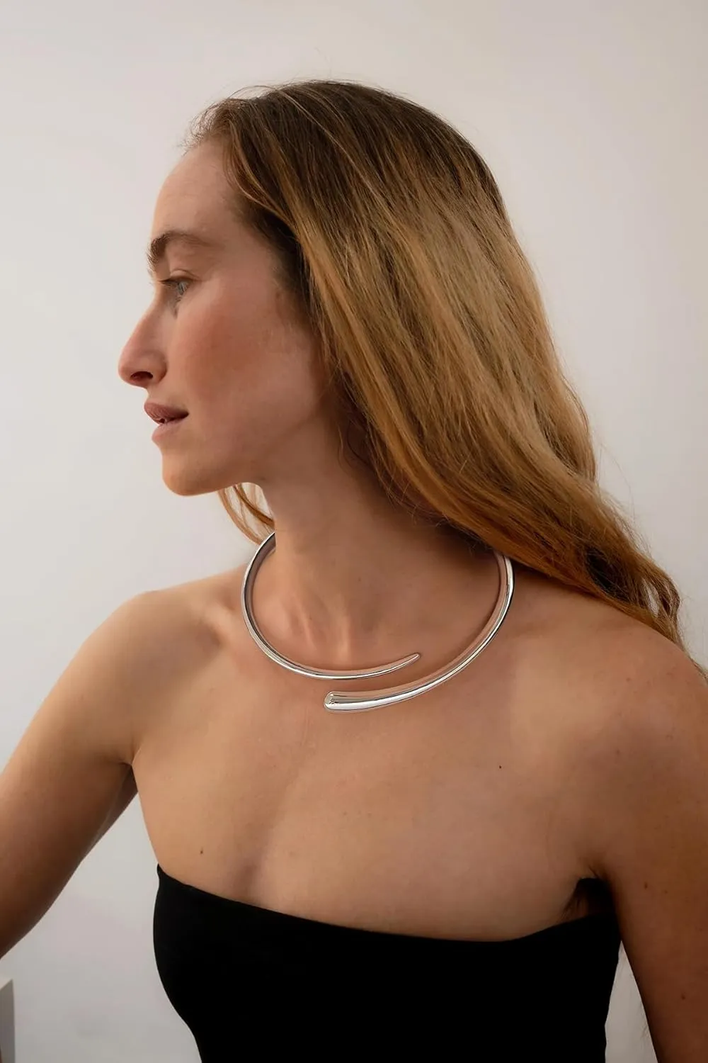 Gold Silver Chunky Choker Necklace For Women Waterdrop Choker Collar Necklace Bold Statement Necklaces Spring Hinged Open Necklaces Trendy Jewelry