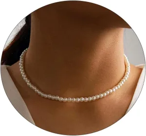 Gold Silver Pearl Necklaces for Women Dainty Pearls Necklace Round Imitation Choker Simple Bridesmaid Wedding Jewelry