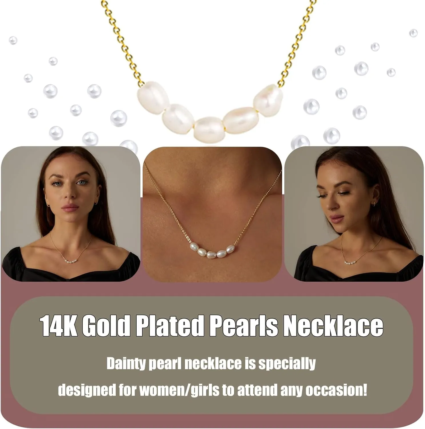 Gold Silver Pearl Necklaces for Women Dainty Pearls Necklace Round Imitation Choker Simple Bridesmaid Wedding Jewelry
