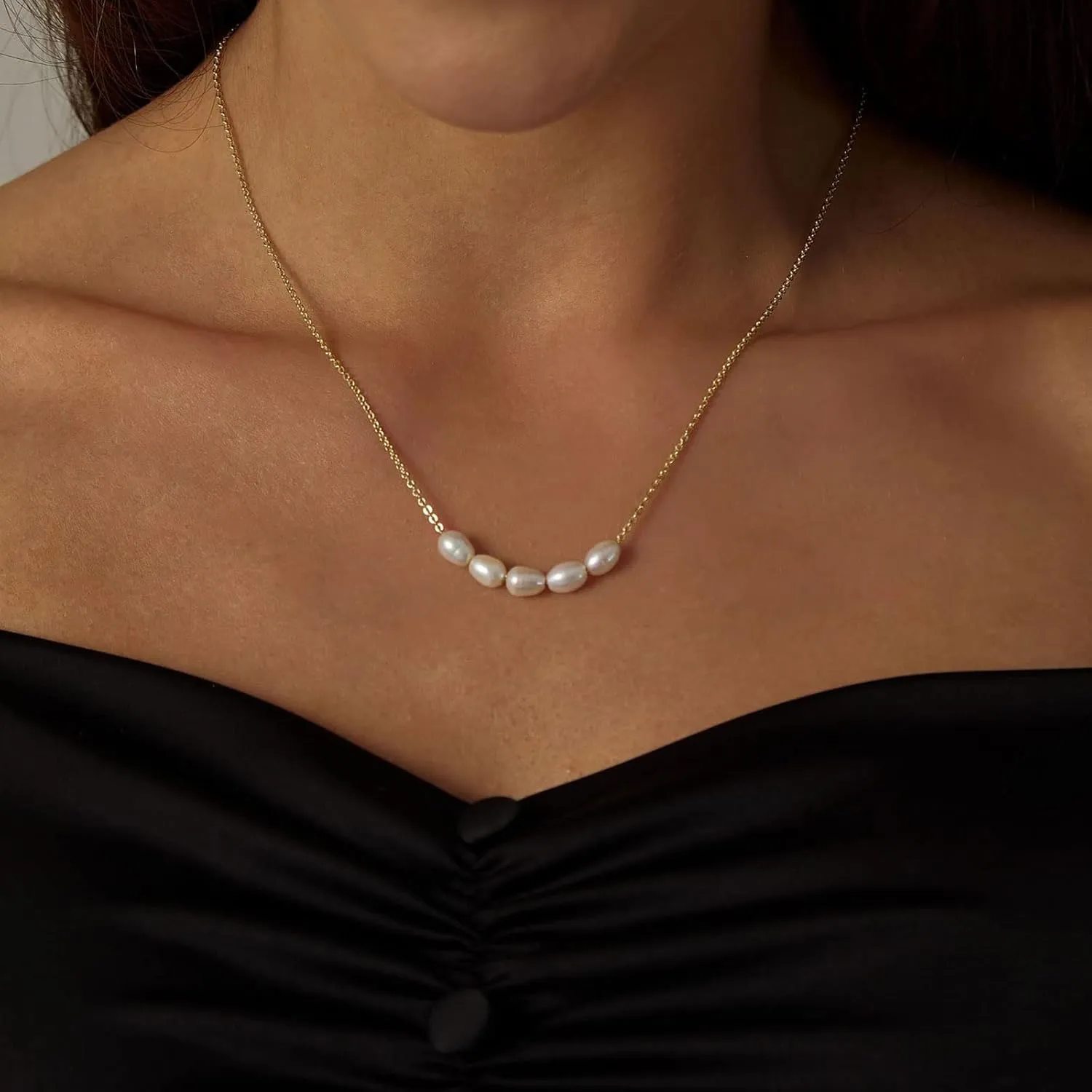 Gold Silver Pearl Necklaces for Women Dainty Pearls Necklace Round Imitation Choker Simple Bridesmaid Wedding Jewelry