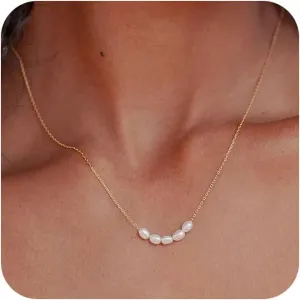 Gold Silver Pearl Necklaces for Women Dainty Pearls Necklace Round Imitation Choker Simple Bridesmaid Wedding Jewelry