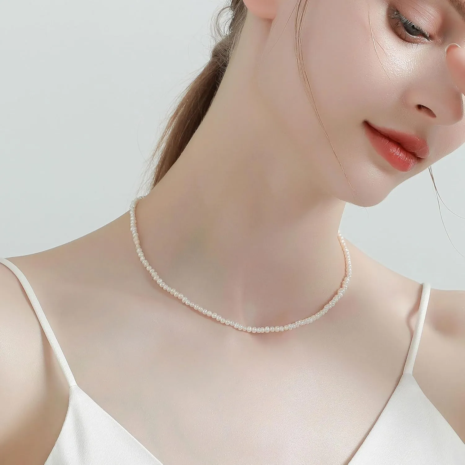 Gold Silver Pearl Necklaces for Women Dainty Pearls Necklace Round Imitation Choker Simple Bridesmaid Wedding Jewelry