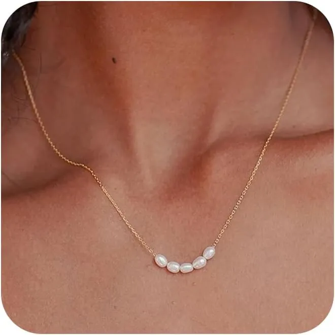 Gold Silver Pearl Necklaces for Women Dainty Pearls Necklace Round Imitation Choker Simple Bridesmaid Wedding Jewelry