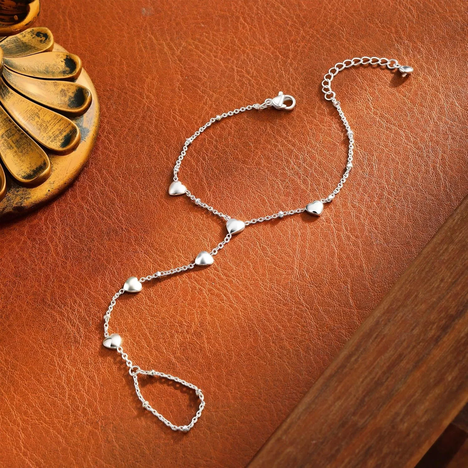 Gold/Silver Bracelets For Women,Trendy 14k Gold/Silver Plated lightweight Dainty Chunky Thin Cuban Link Paperclip Chain Tennis Bangle Bracelets Stack Set,Ring Hand Chain Bracelet,Gold Jewelry Gift For Women Fashion Accessories
