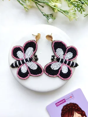 Graceful Handmade Multicolored Butterfly Beaded Earrings