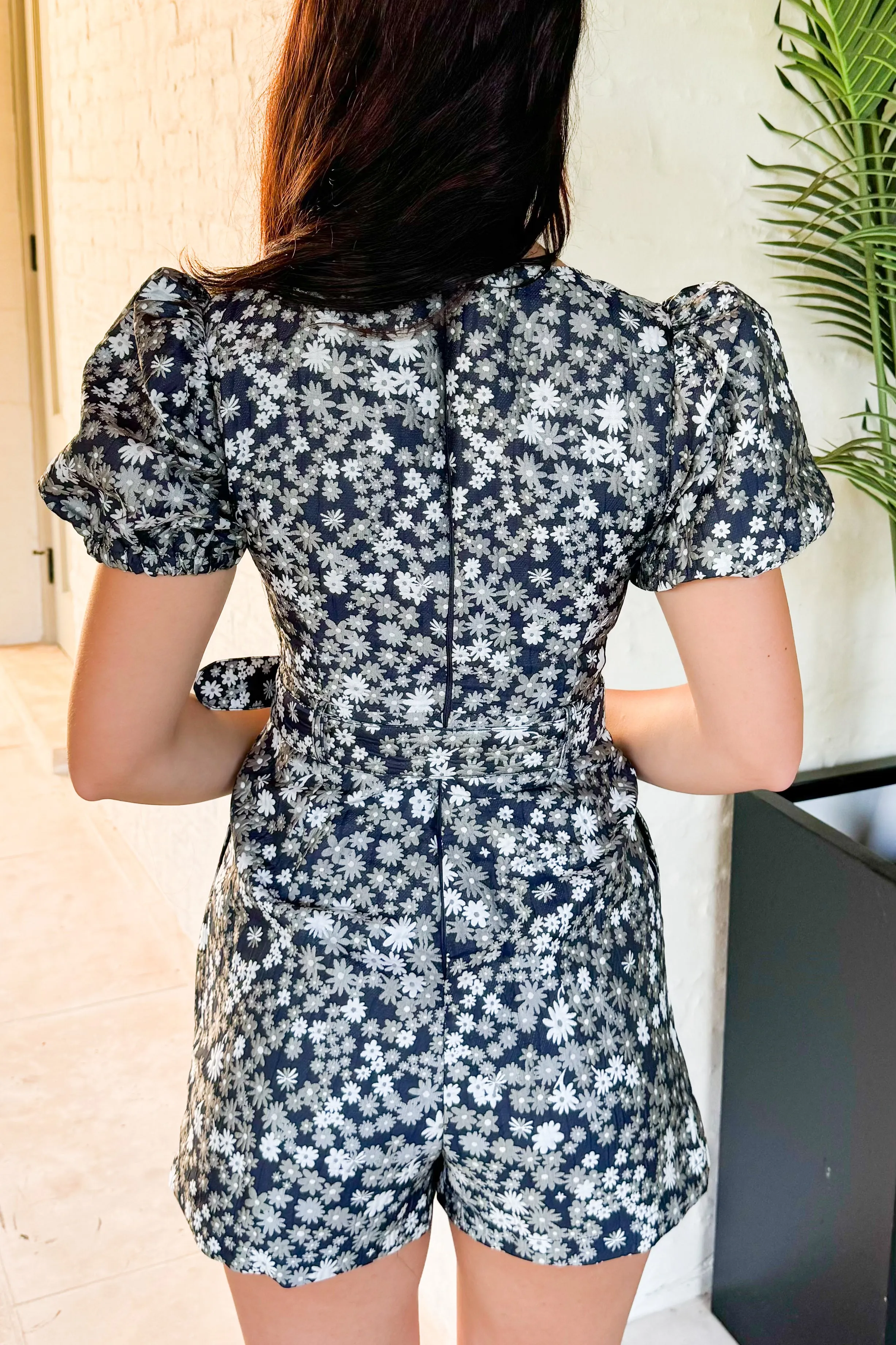 Graceful in Florals Belted Romper