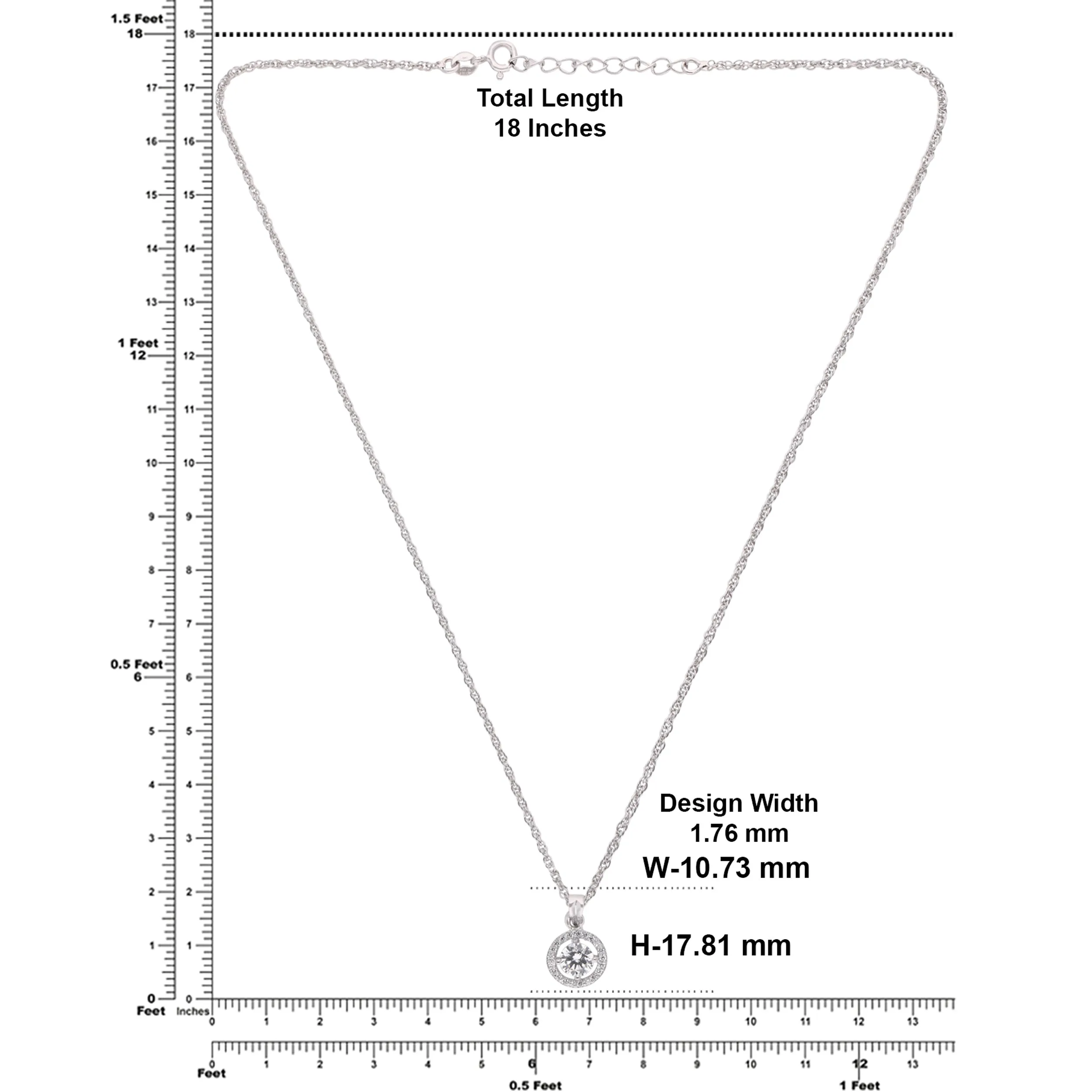 Halo-Set Solitaire Pendant Necklace in Sterling Silver | SKU : 0003579350, 0021424342, 0021424359