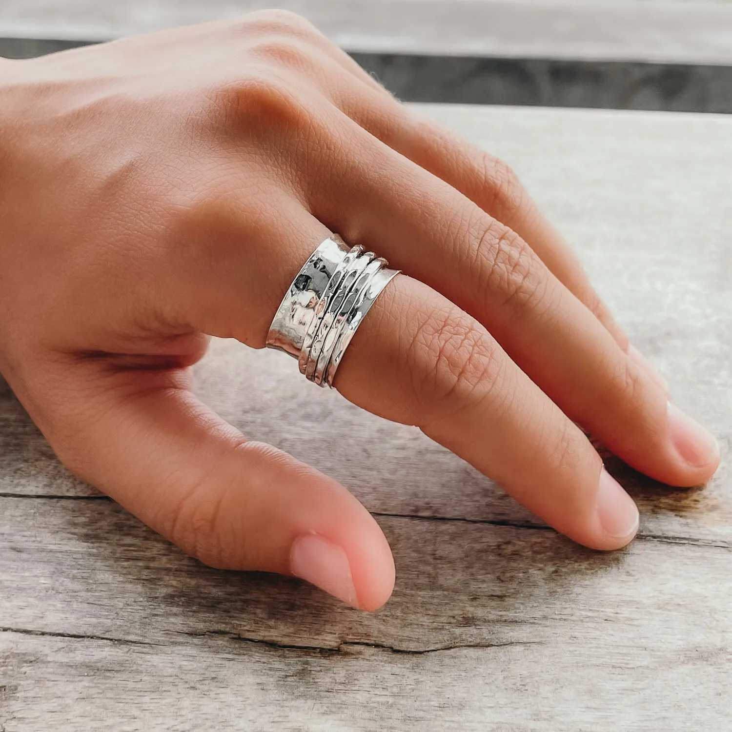 Hammered Spinner Ring