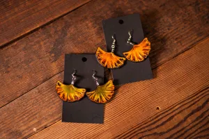Handmade Leather Ginkgo Leaf Earrings - Gold or Green Nature-Inspired Earrings for Gardeners and Foragers