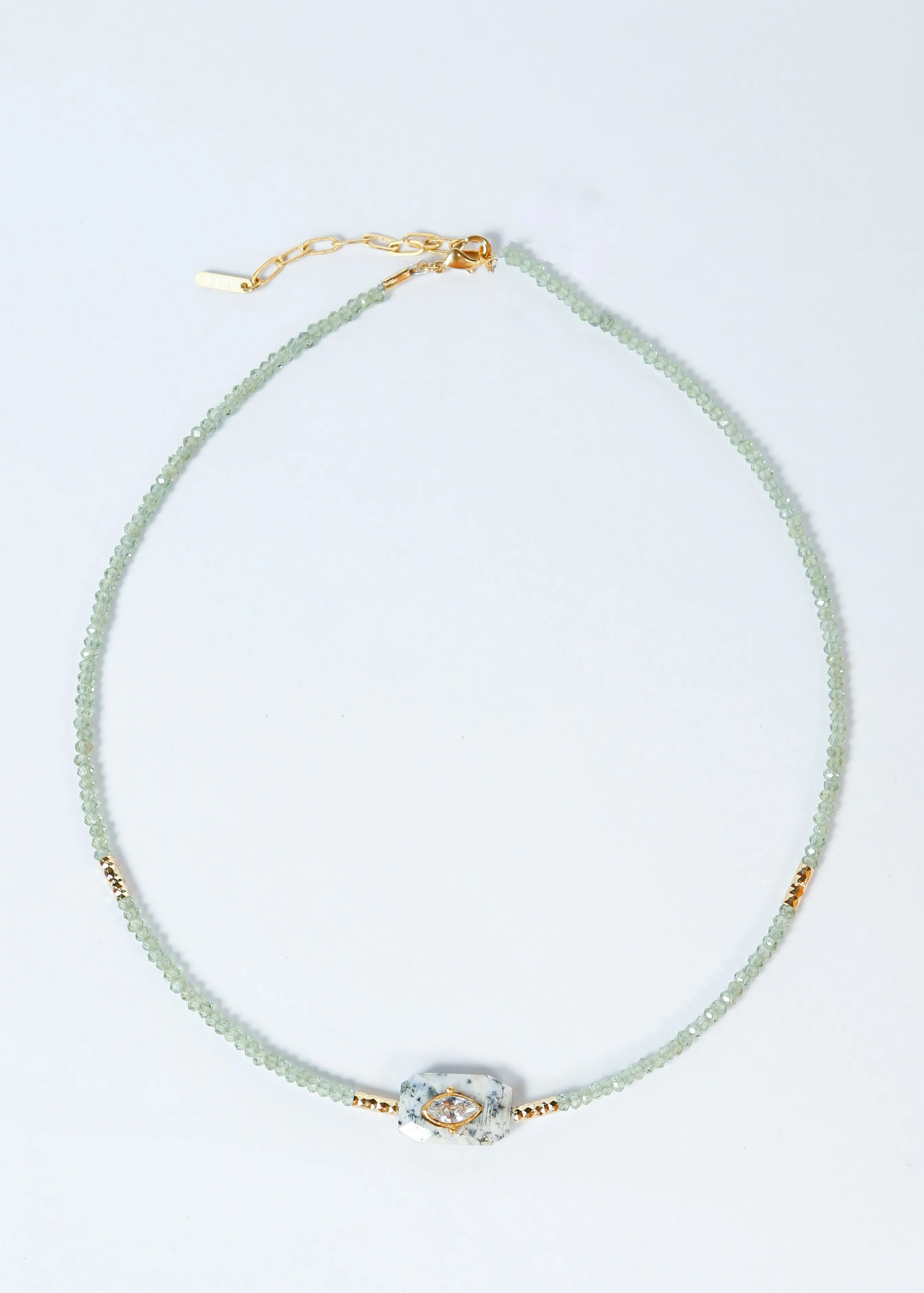 HANKA Inside Choker in Green Apatite, Dendrite Agate