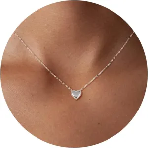 Heart Necklaces for Women, Dainty 14k Gold Necklace Silver Heart Necklace Simple Choker Necklaces for Women Trendy Jewelry Cute Christmas Gifts