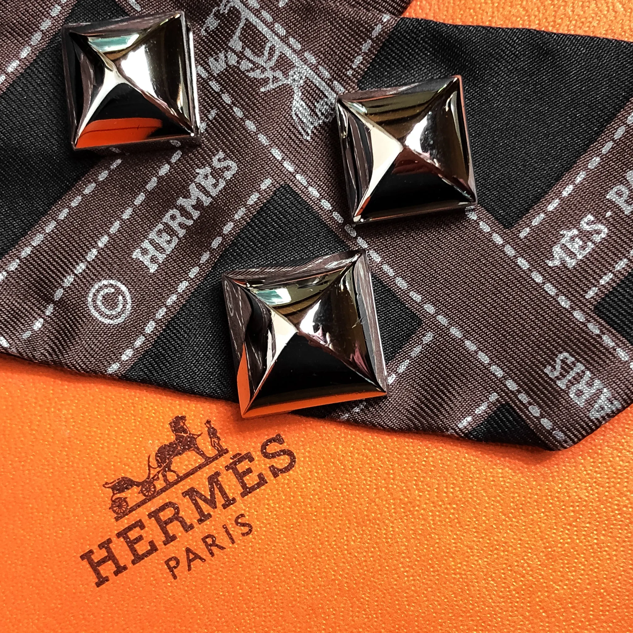 Hermes Medor Scarf Rings & Silk Bolduc Twilly w/Box
