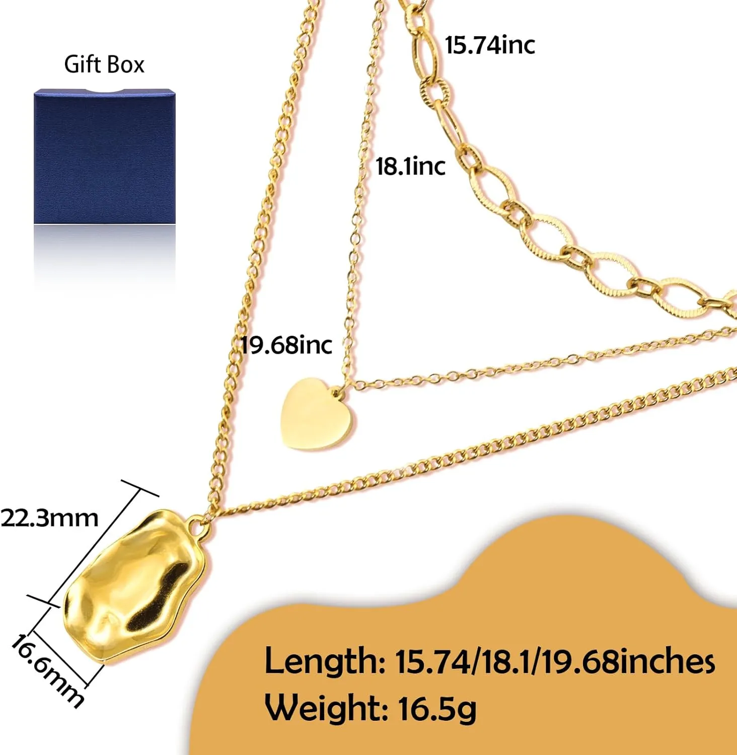 Herringbone Necklaces for Women, Hypoallergenic 18K Real Gold Plated Choker Necklace for Men Girls, 2Pcs Silver Necklace Set, Layering Necklaces(Individual Lobster Clasp)