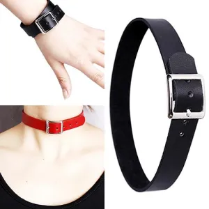 High Quality Women's Faux Leather Belt Buckle Collar Choker Punk Style Necklace Casual Fashion Necklace Jewelry