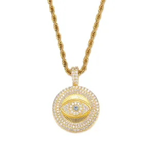 HIP HOP ICED OUT EVIL EYE AAA  BLING CUBIC ZIRCONIA NECKLACES & PENDANTS FOR MEN WOMEN RAPPER JEWELRY WITH SOLID BACK