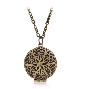 Hollow Round Secret Message Locket Pendant Necklace for Women