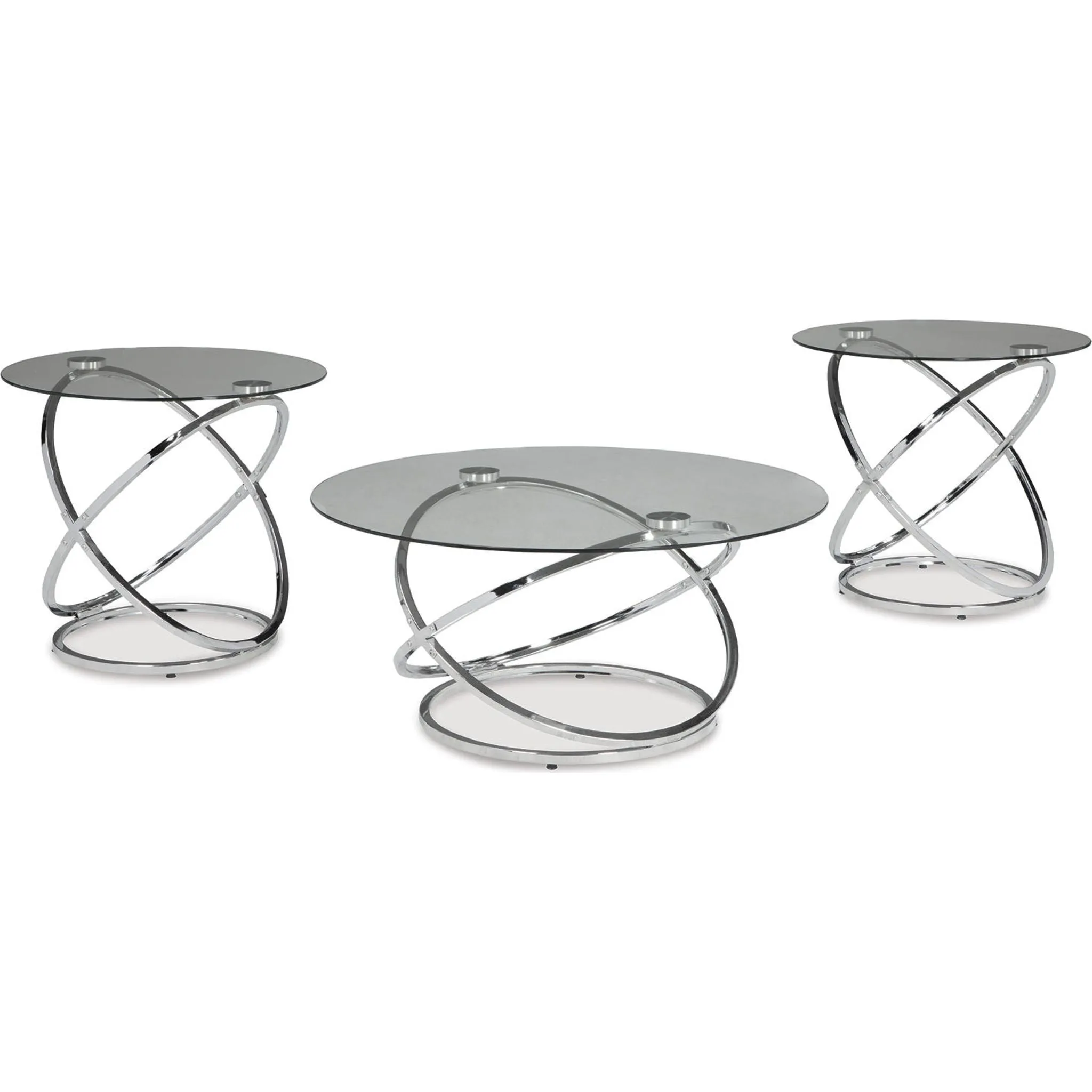 Hollynyx 3 Pack Tables - Chrome Finish
