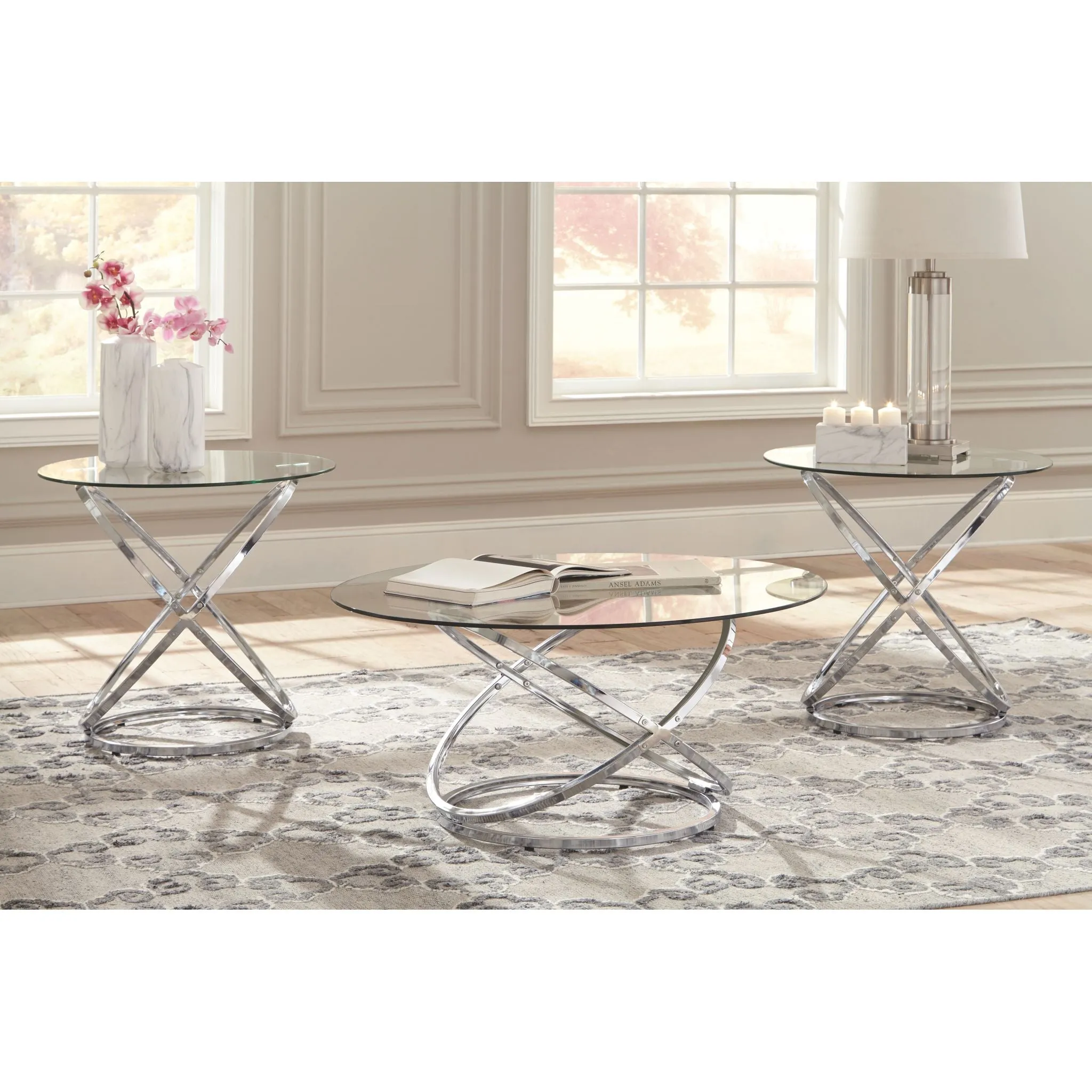 Hollynyx 3 Pack Tables - Chrome Finish