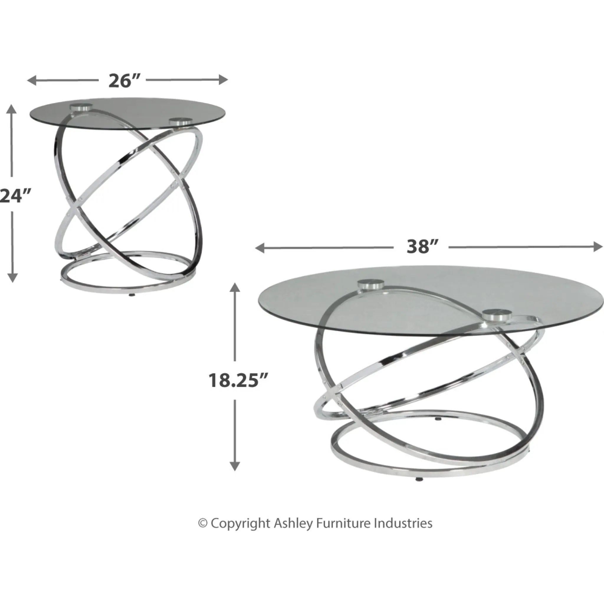 Hollynyx 3 Pack Tables - Chrome Finish