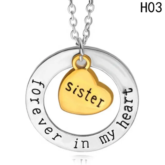 Hot Mother's Day Gift Mom Dad forever  in my heart necklace son daughter love heart pendant necklace sister brother jewelry gift