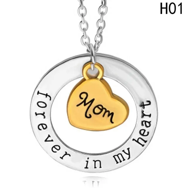 Hot Mother's Day Gift Mom Dad forever  in my heart necklace son daughter love heart pendant necklace sister brother jewelry gift