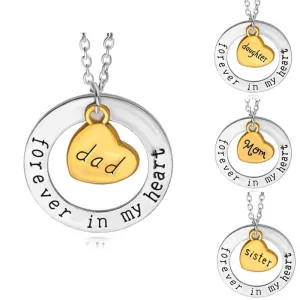 Hot Mother's Day Gift Mom Dad forever  in my heart necklace son daughter love heart pendant necklace sister brother jewelry gift