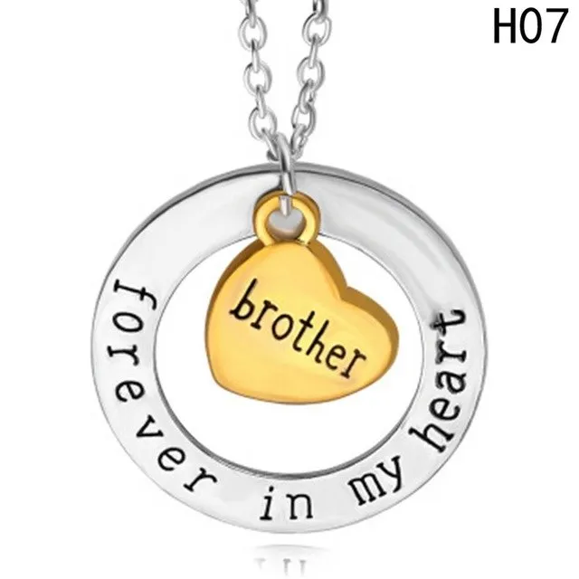 Hot Mother's Day Gift Mom Dad forever  in my heart necklace son daughter love heart pendant necklace sister brother jewelry gift