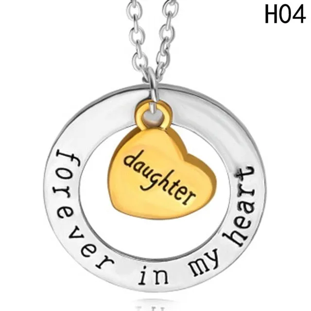Hot Mother's Day Gift Mom Dad forever  in my heart necklace son daughter love heart pendant necklace sister brother jewelry gift