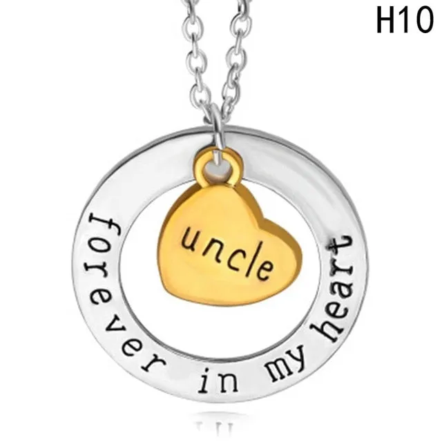 Hot Mother's Day Gift Mom Dad forever  in my heart necklace son daughter love heart pendant necklace sister brother jewelry gift