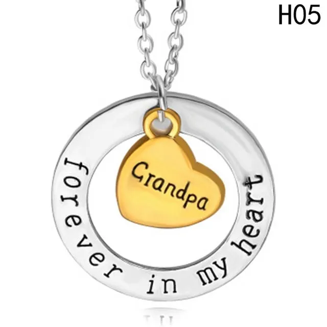 Hot Mother's Day Gift Mom Dad forever  in my heart necklace son daughter love heart pendant necklace sister brother jewelry gift