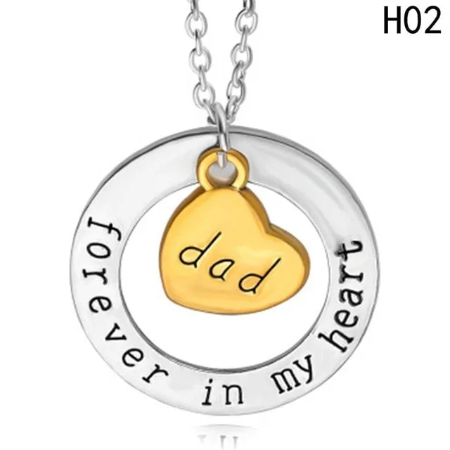 Hot Mother's Day Gift Mom Dad forever  in my heart necklace son daughter love heart pendant necklace sister brother jewelry gift