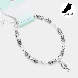 iLLASPARKZ Antique Metal Bead Seahorse Charm Anklet