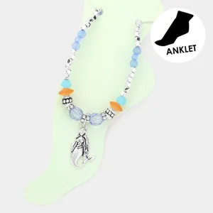 iLLASPARKZ Antique Metal Mermaid Charm Beaded Anklet