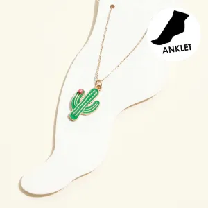 iLLASPARKZ Enamel Cactus Charm Anklet