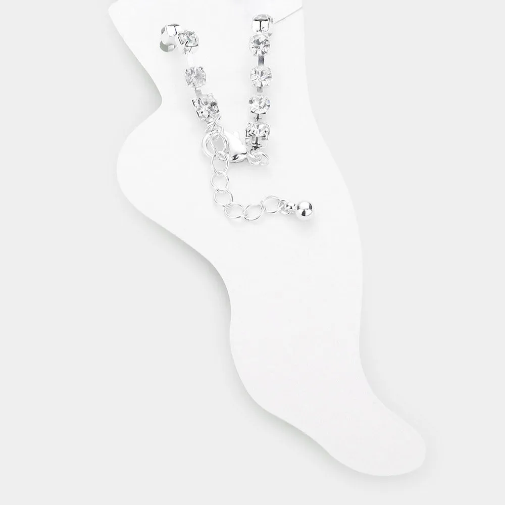iLLASPARKZ Enamel Flamingo Tropical Leaf Charm Round Stone Anklet