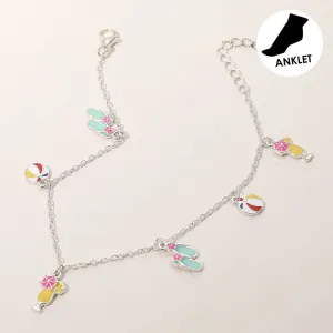 iLLASPARKZ Enamel Flip Flop Cocktail Beach Ball Charm Station Anklet