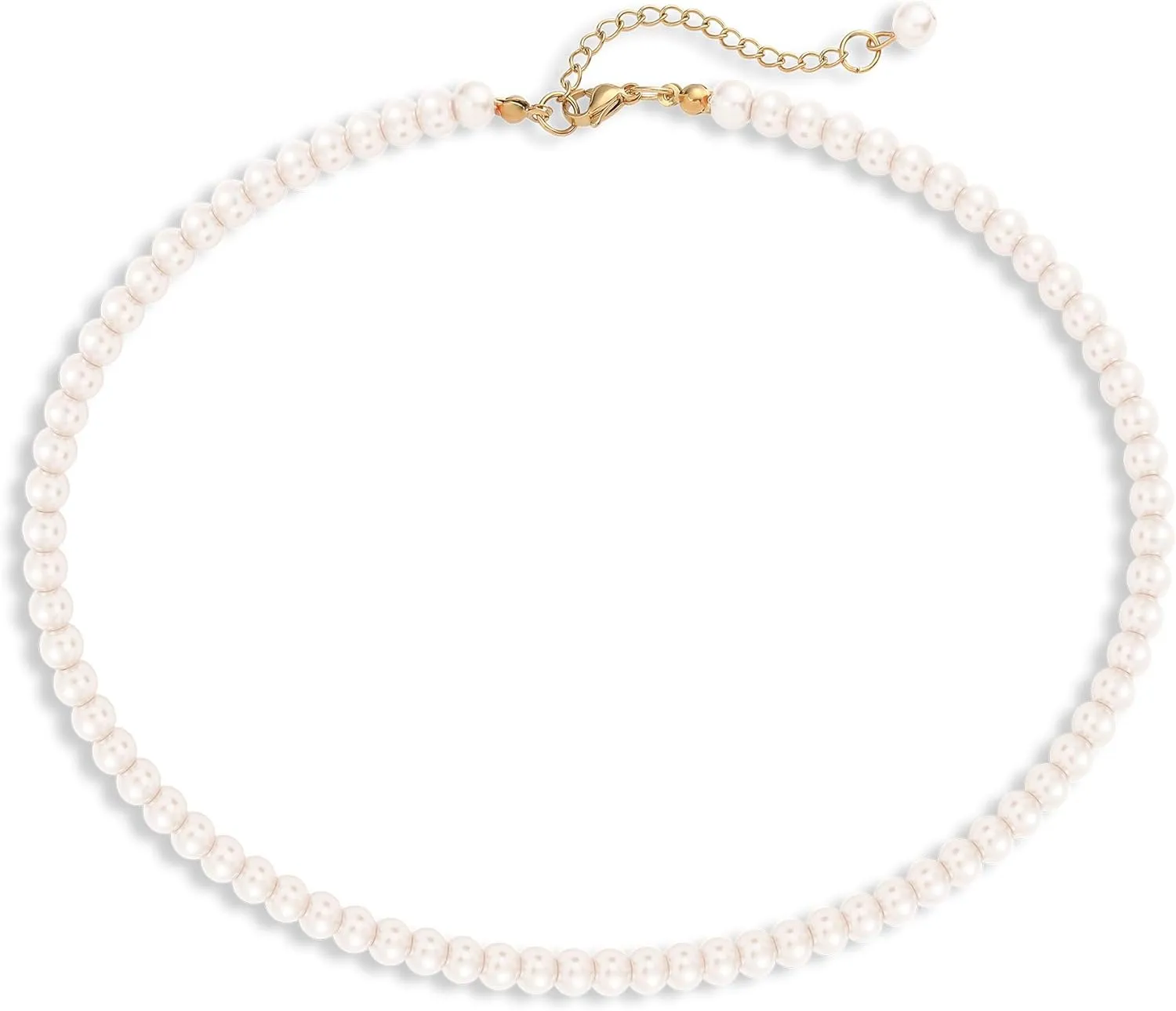 Imitation Pearl Necklaces for Women, 8MM/6MM Beaded Choker Necklace, Fake Pearl Costume Jewelry, 12 Colors, 6 MM and 8 MM Bead 2 Sizes