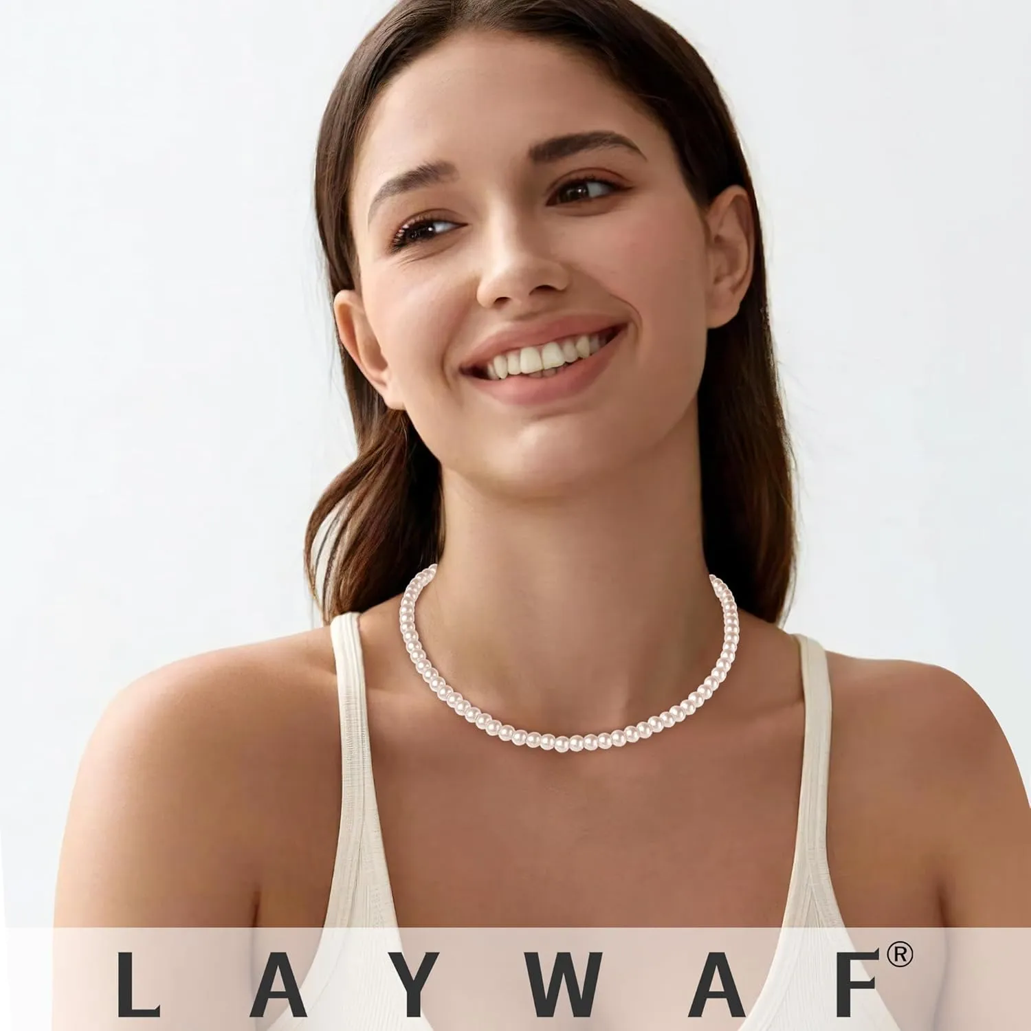 Imitation Pearl Necklaces for Women, 8MM/6MM Beaded Choker Necklace, Fake Pearl Costume Jewelry, 12 Colors, 6 MM and 8 MM Bead 2 Sizes