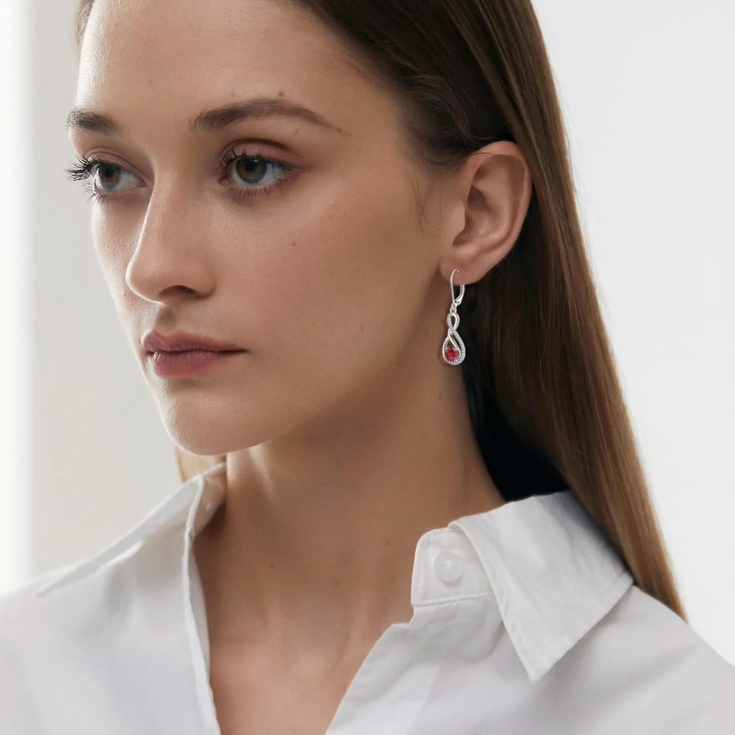 Infinity Dangle Earrings for Women 925 Sterling Silver Leverback Drop Earrings with Birthstone Jewelry Gifts for Women Mom Her Wife