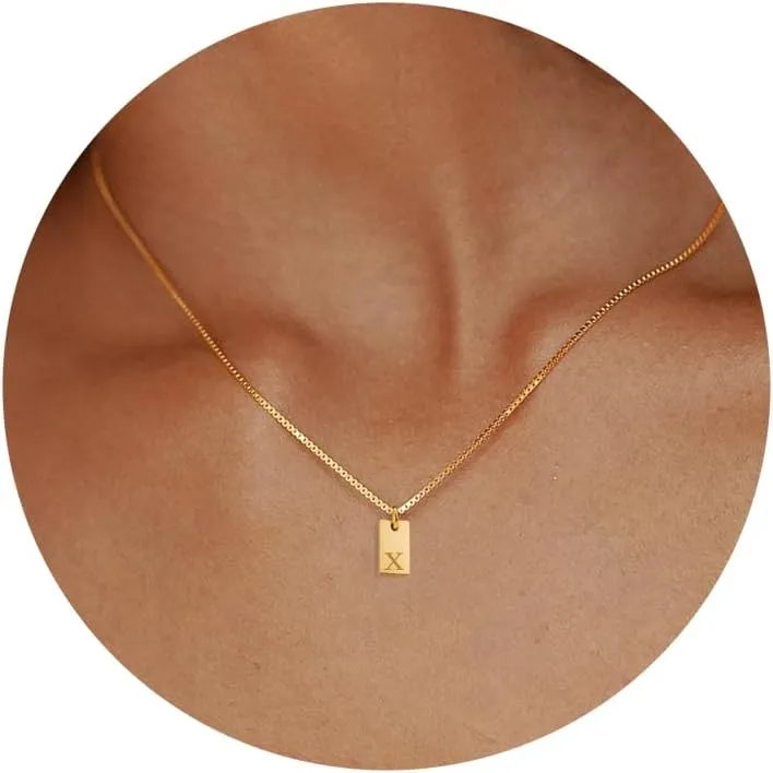 Initial Necklaces for Women, Dainty Gold Letter Necklace 14k Gold Plated Personalized Name Necklace Simple Gold Initial Necklace Cute Gold Choker Necklace Trendy Gold Jewelry for Women Gifts